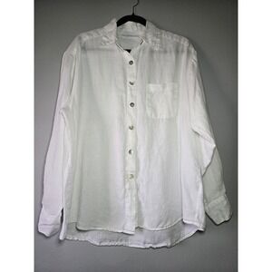 Bryn Walker Linen Women Medium White‎ Button Front Minimalist Oversized Top